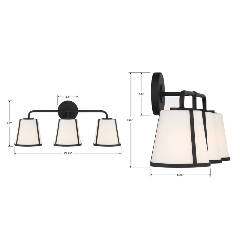 Marietta 3 Light Frosted Vanity Light & Reviews Joss & Main